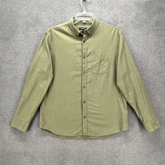 Express Other - Express Shirt Mens Large Green Button Down Long Sleeve pocket cotton